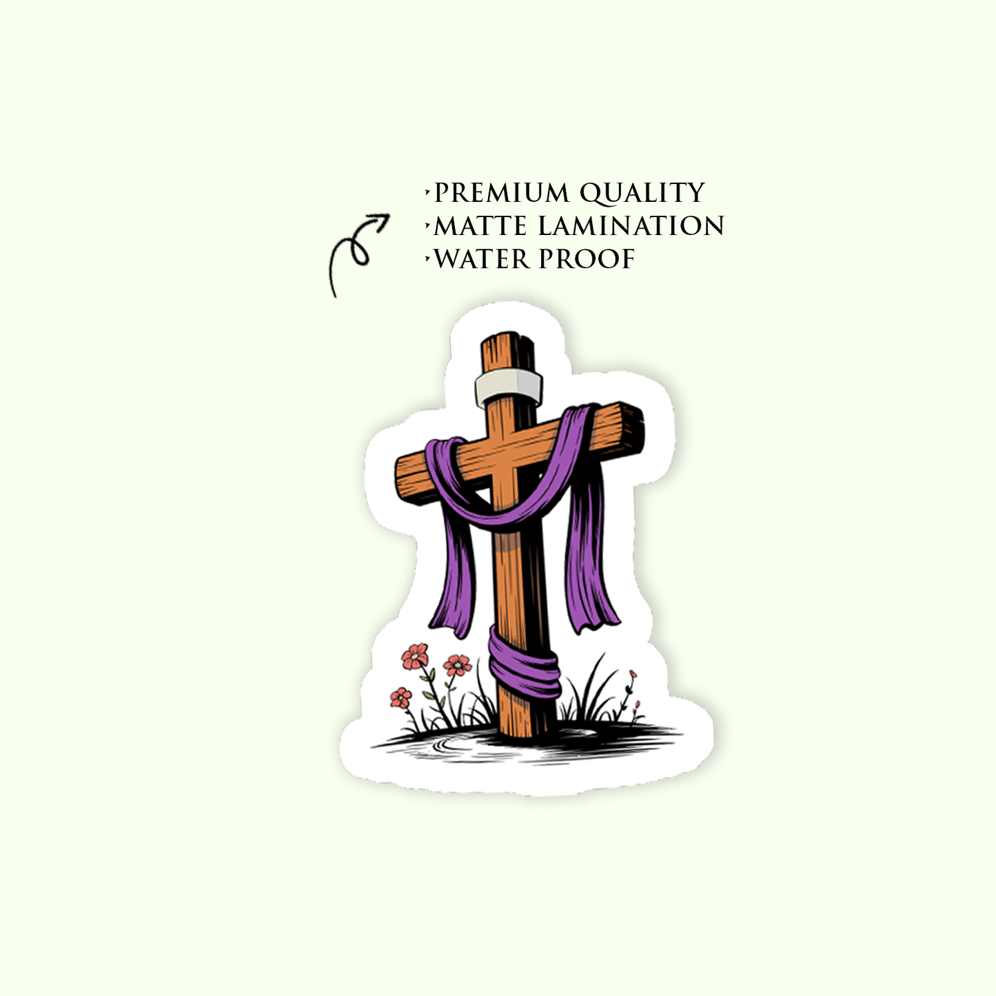 Christian Cross Sticker | Waterproof Matte Vinyl Faith Sticker