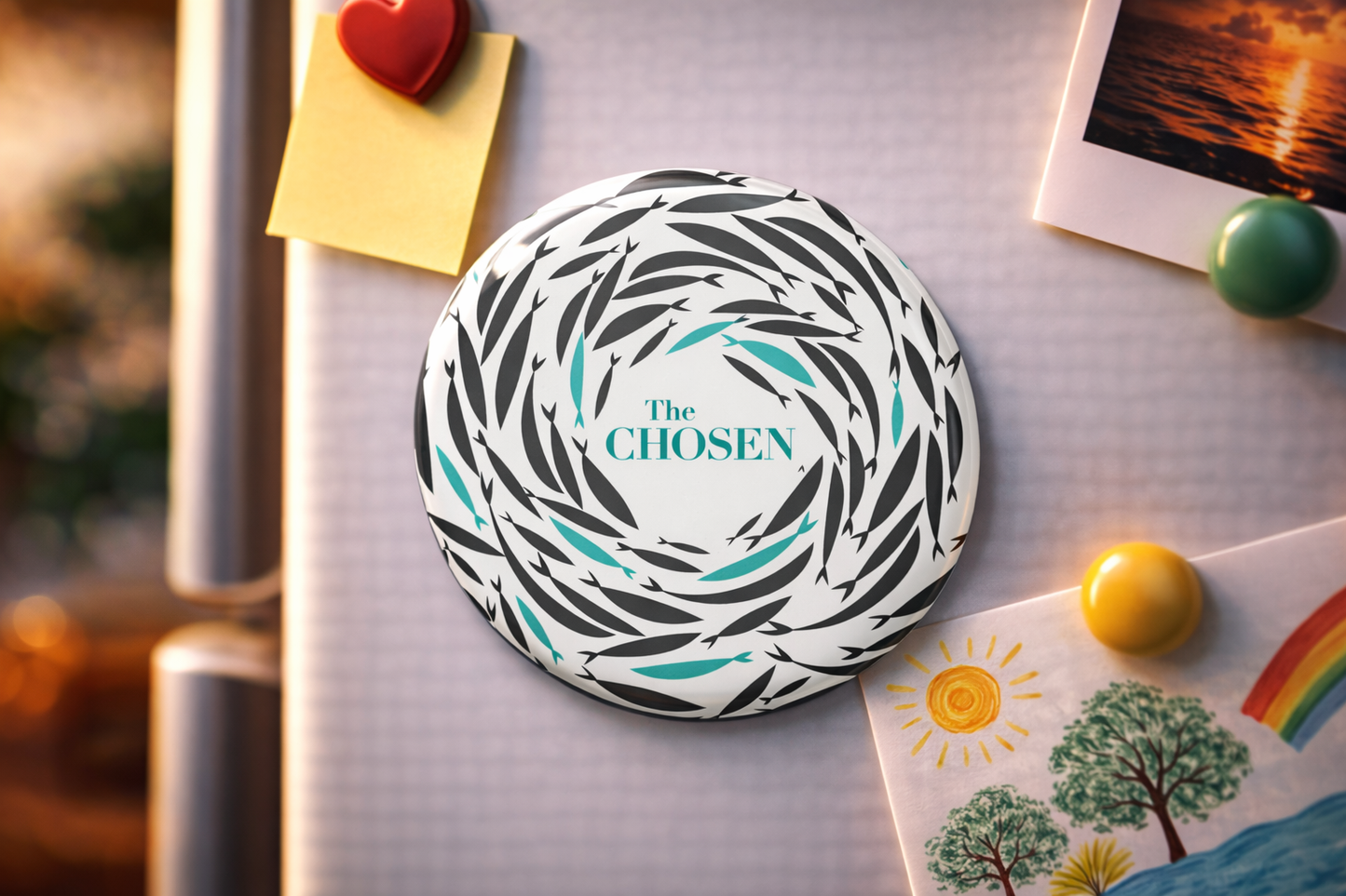 "THE CHOSEN" Fridge Magnet (Big Size) | Christian Decor | Premium Quality Round Badge