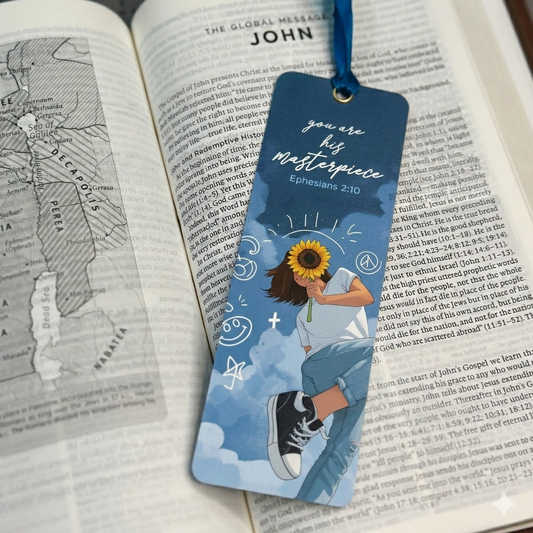 YOU ARE HIS MASTER PIECE | EPESIANS 2:10 Bible Bookmark with Satin Ribbon