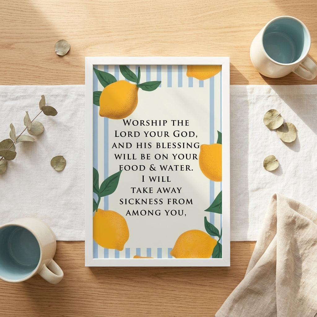 WORSHIP THE LORD Bible verse Frame | Kitchen wall decor | 18 inch * 12 inch | Bible Scripture Decor