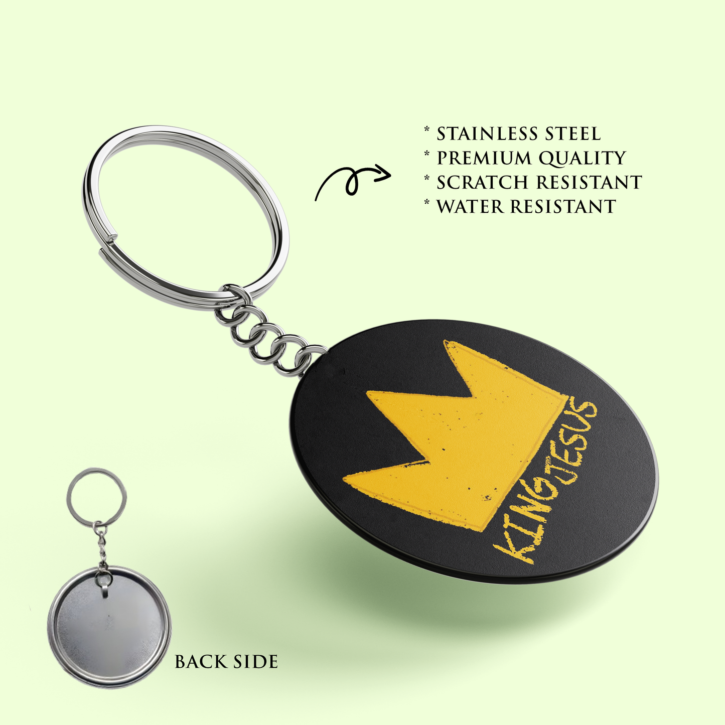 KING JESUS : Stainless Steel Keyring | Bible Verse Keychain | Premium Stainless Steel
