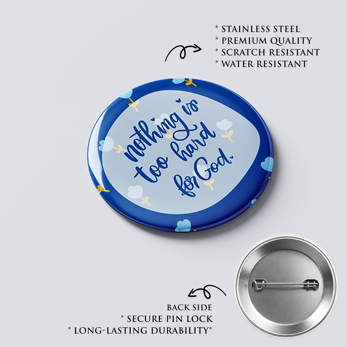 NOTHING IS TOO HARD FOR GOD : Christian Decor | Premium Quality Round Badge