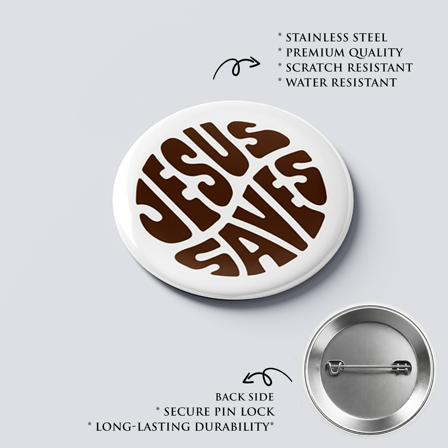 JESUS SAVES : Christian Decor | Premium Quality Round Badge