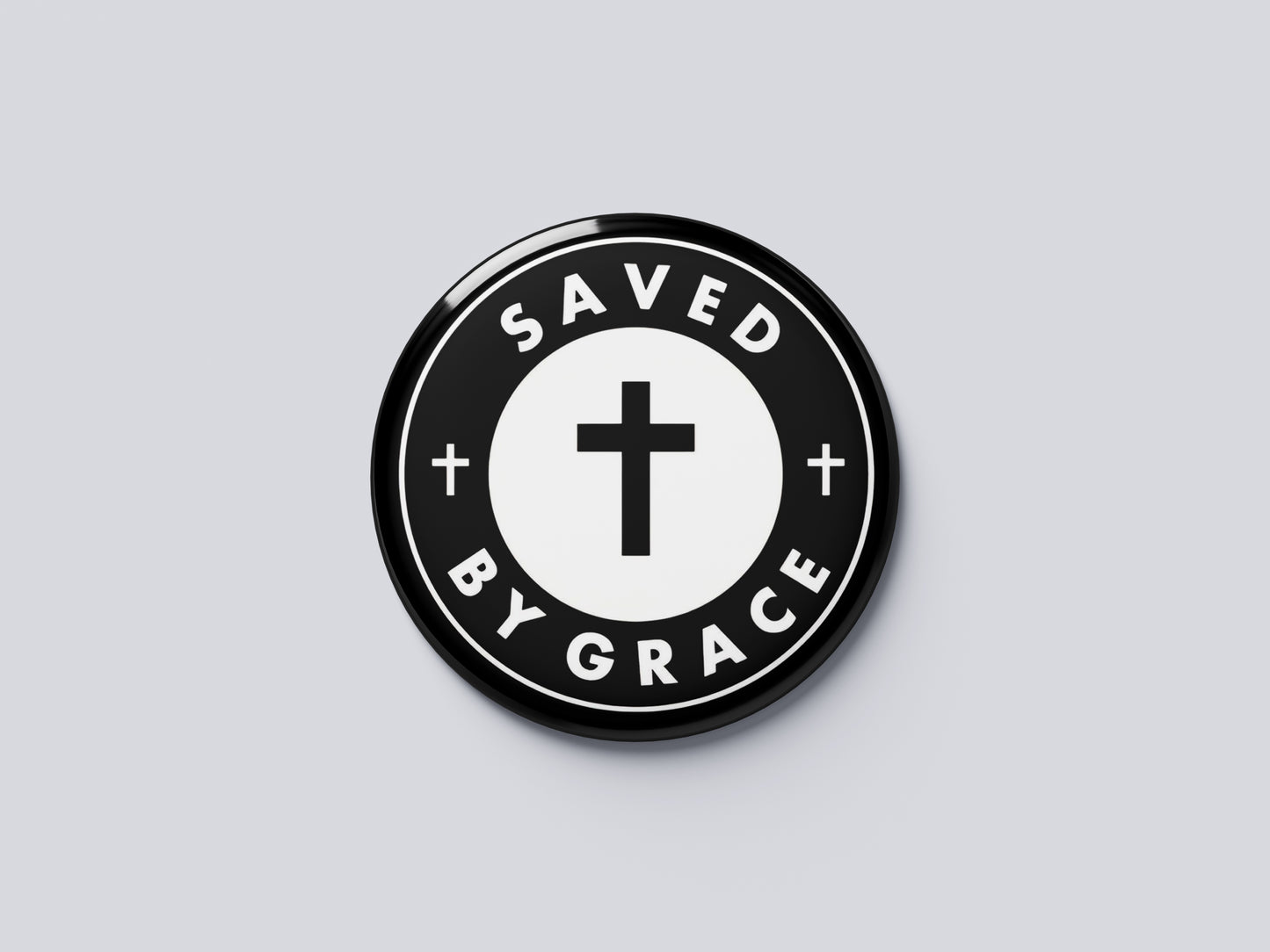 "SAVED BY GRACE" Fridge Magnet (Big Size) | Christian Decor | Premium Quality Round Badge