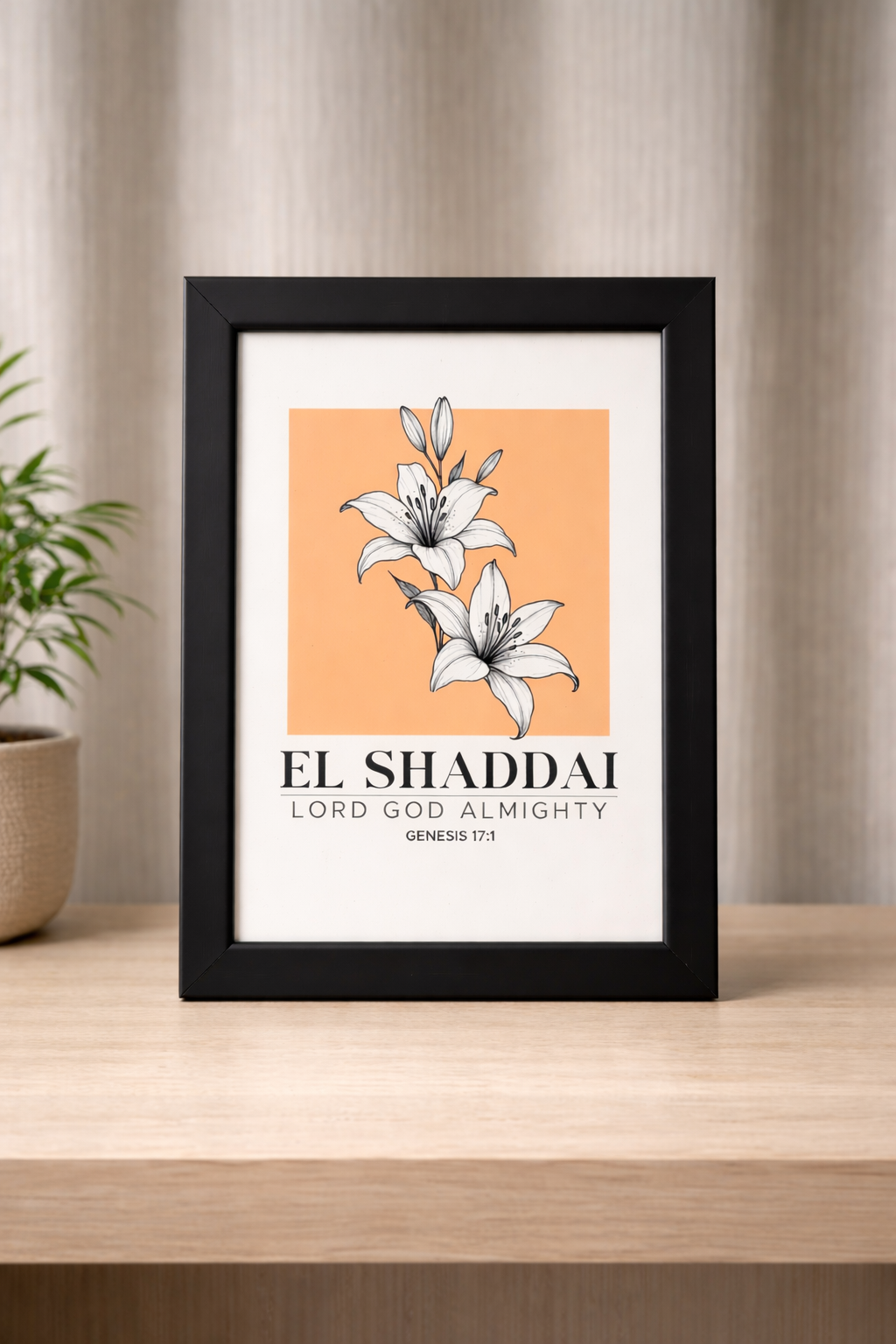 Wall Art Set of 6 A4 | Names of God Scripture Frames | Biblical Home Decor | Faith Wall Gallery | Modern Christian Gift