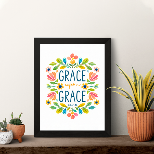 Grace Upon Grace – John 1:16 – Photo Frame_A4 Size ( 12inch*8inch ) | Premium Black Frame