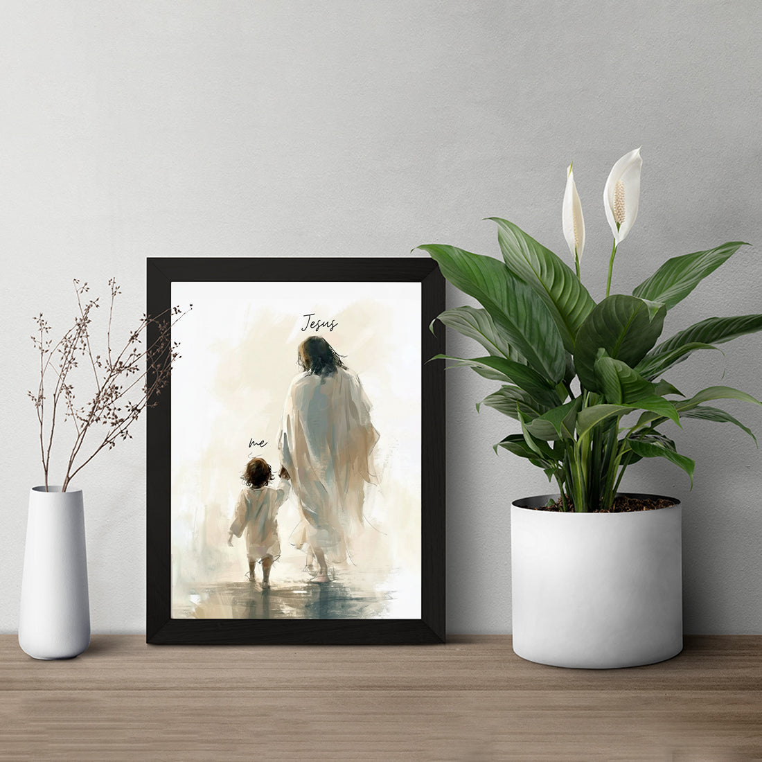 Jesus Walking With Me – Christian Wall Photo Frame | Faith & Hope Art