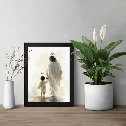 Jesus Walking With Me – Christian Wall Photo Frame | Faith & Hope Art