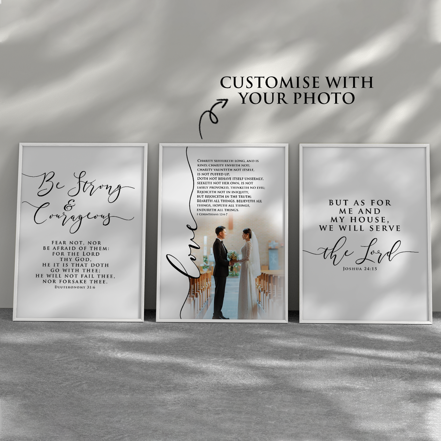 Custom Christian Wall Art with Photos | 12inch x 18inch Size Frame Set