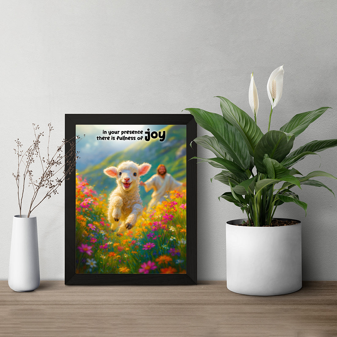 “In Your Presence There Is Fullness of Joy” A4 Christian Wall Frame – Scripture-Inspired Faith Art