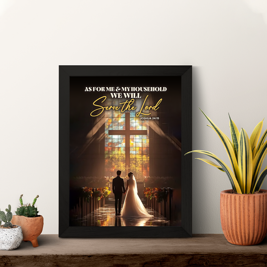 As for Me & My Household We Will Serve the Lord. Joshua 24:15 | Photo Frame_A4 Size ( 12inch*8inch ) | Premium Black Frame