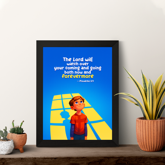 The Lord Will Watch Over You – Christian Bible Verse Wall Frame for Kids | Photo Frame_A4 Size ( 12inch*8inch ) | Premium Black Frame