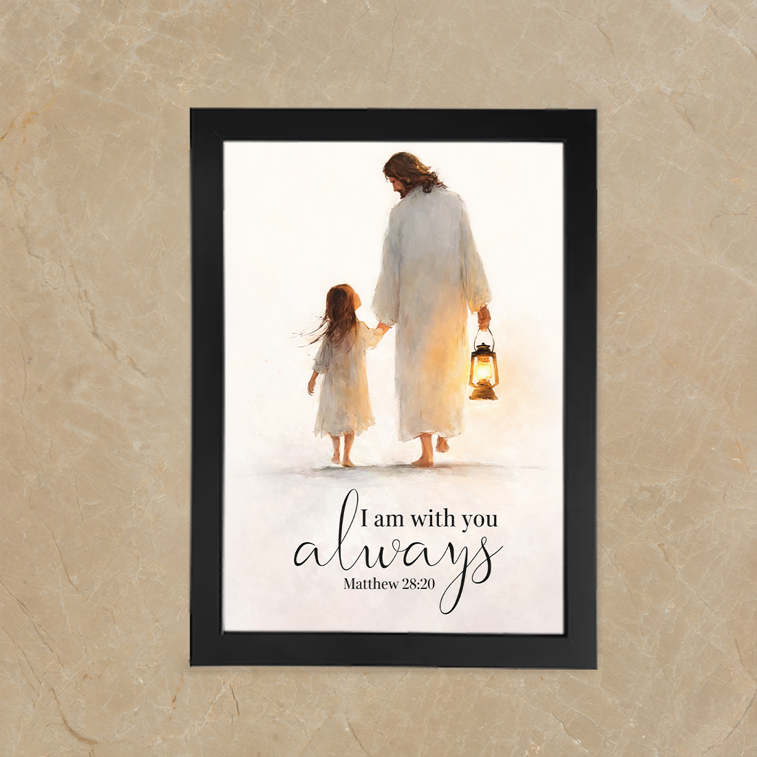 Jesus With Child Wall Frame – “I Am With You Always” Matthew 28:20 Christian Photo Frame
