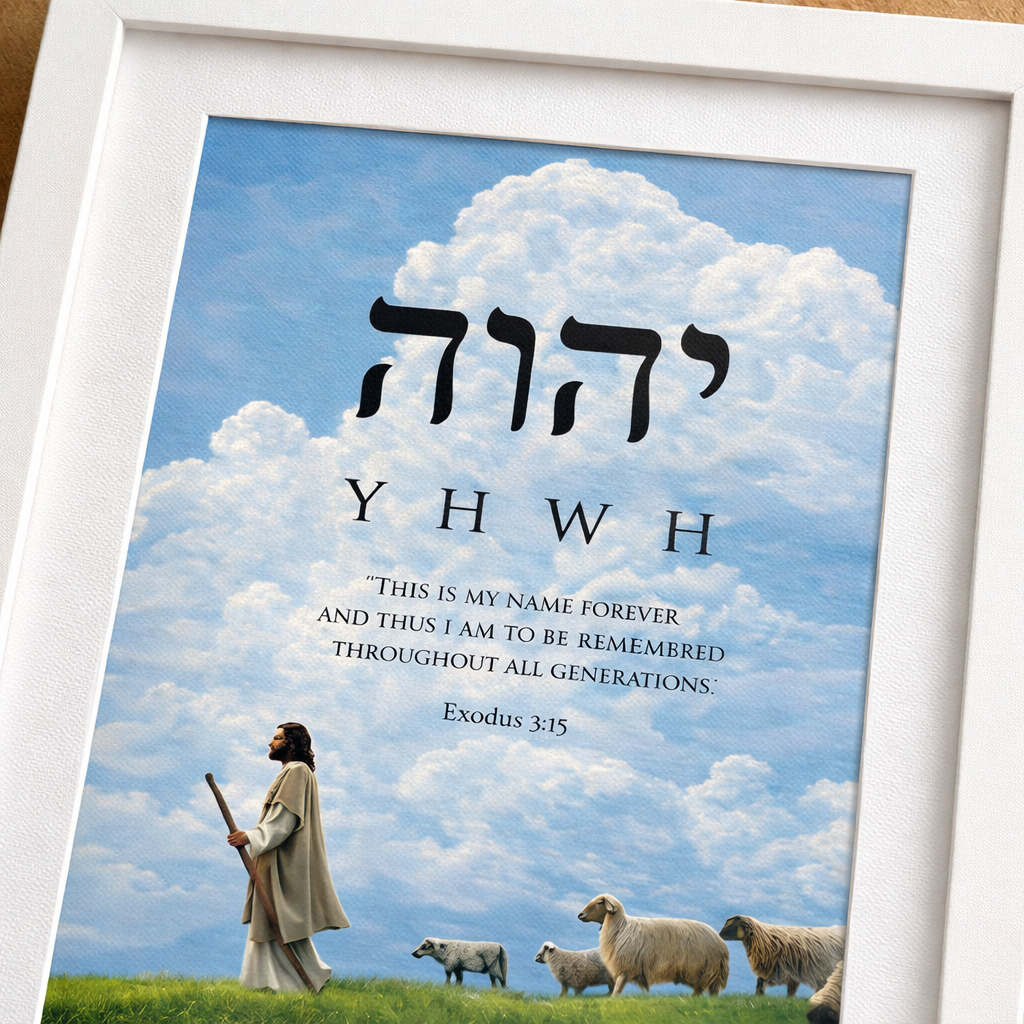 YHWH Bible Verse Frame | Exodus 3:15 | 18 inch * 12 inch | Jesus Shepherd Scripture Decor