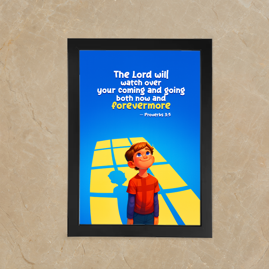The Lord Will Watch Over You – Christian Bible Verse Wall Frame for Kids | Photo Frame_A4 Size ( 12inch*8inch ) | Premium Black Frame