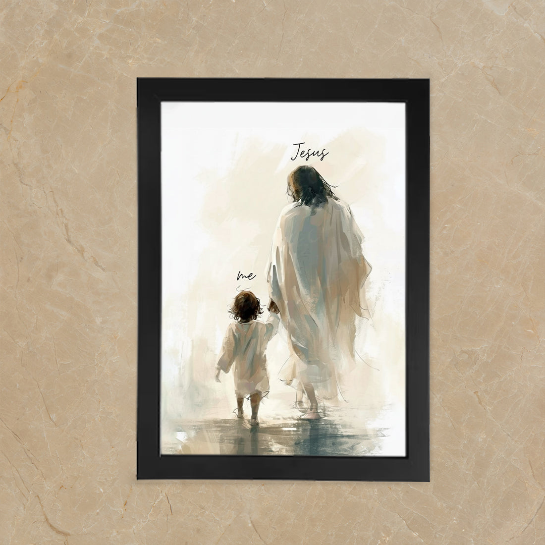 Jesus Walking With Me – Christian Wall Photo Frame | Faith & Hope Art