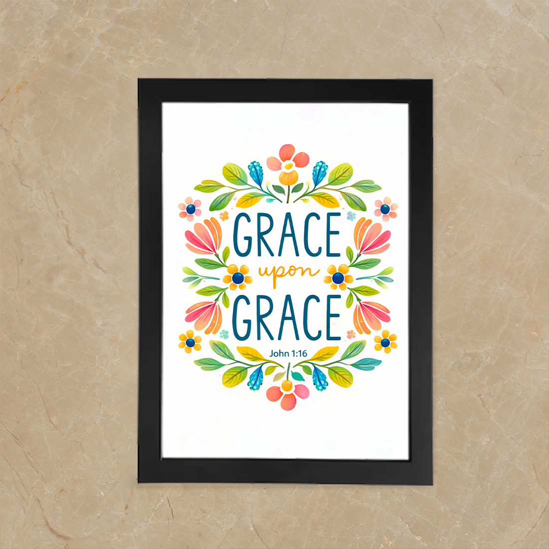 Grace Upon Grace – John 1:16 – Photo Frame_A4 Size ( 12inch*8inch ) | Premium Black Frame