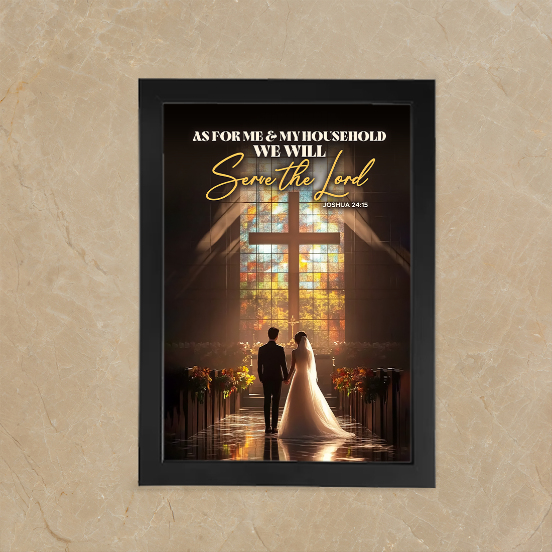 As for Me & My Household We Will Serve the Lord. Joshua 24:15 | Photo Frame_A4 Size ( 12inch*8inch ) | Premium Black Frame