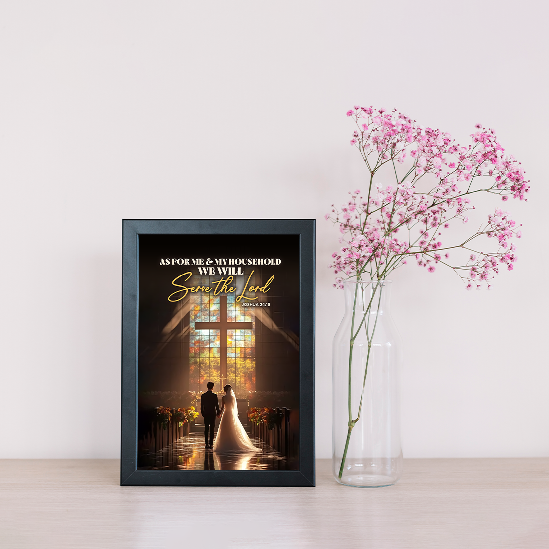 As for Me & My Household We Will Serve the Lord. Joshua 24:15 | Photo Frame_A4 Size ( 12inch*8inch ) | Premium Black Frame