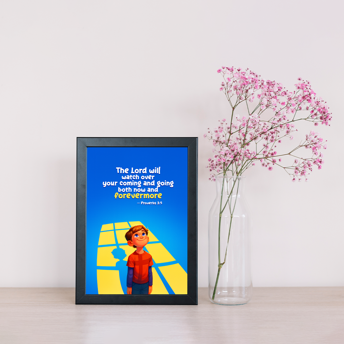 The Lord Will Watch Over You – Christian Bible Verse Wall Frame for Kids | Photo Frame_A4 Size ( 12inch*8inch ) | Premium Black Frame