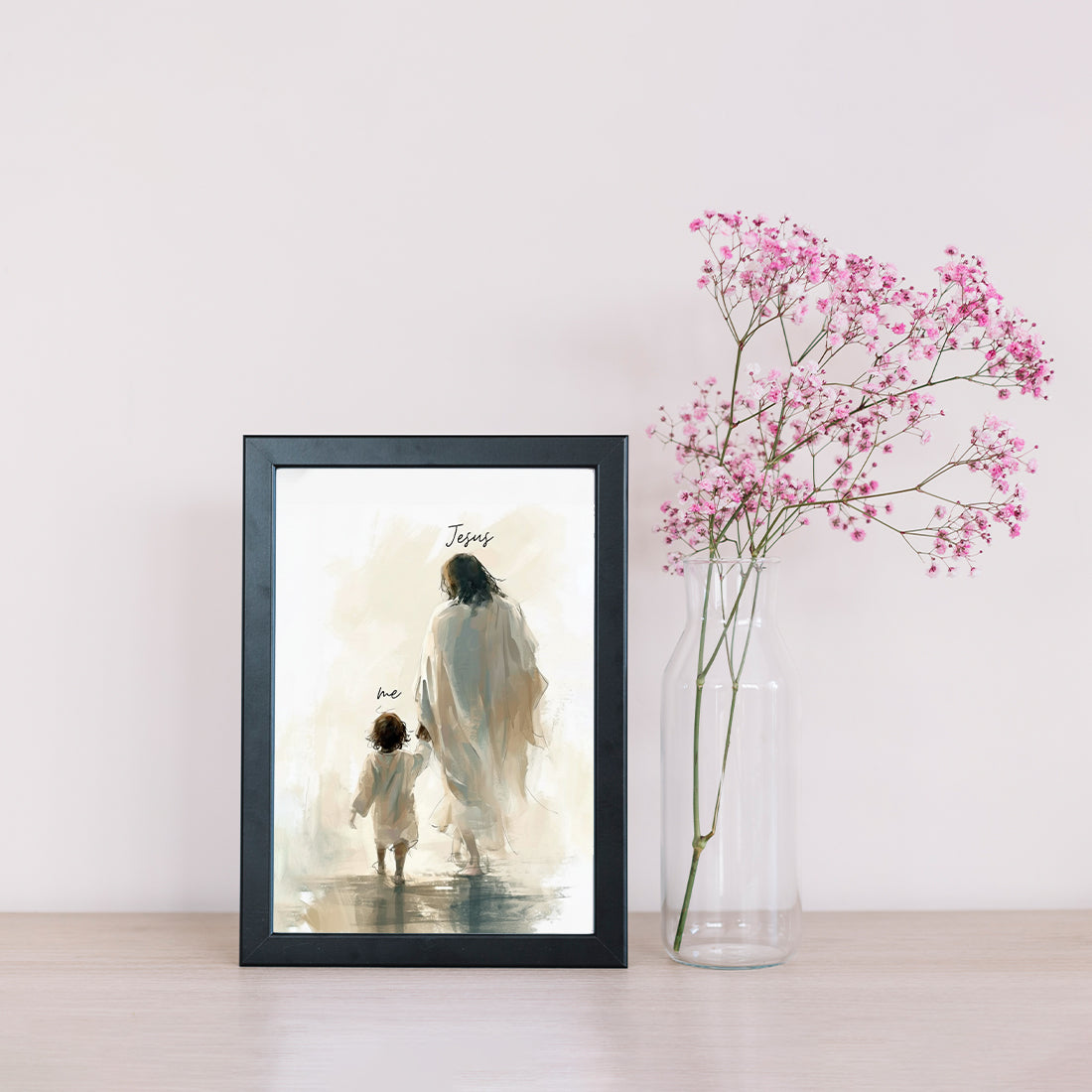 Jesus Walking With Me – Christian Wall Photo Frame | Faith & Hope Art