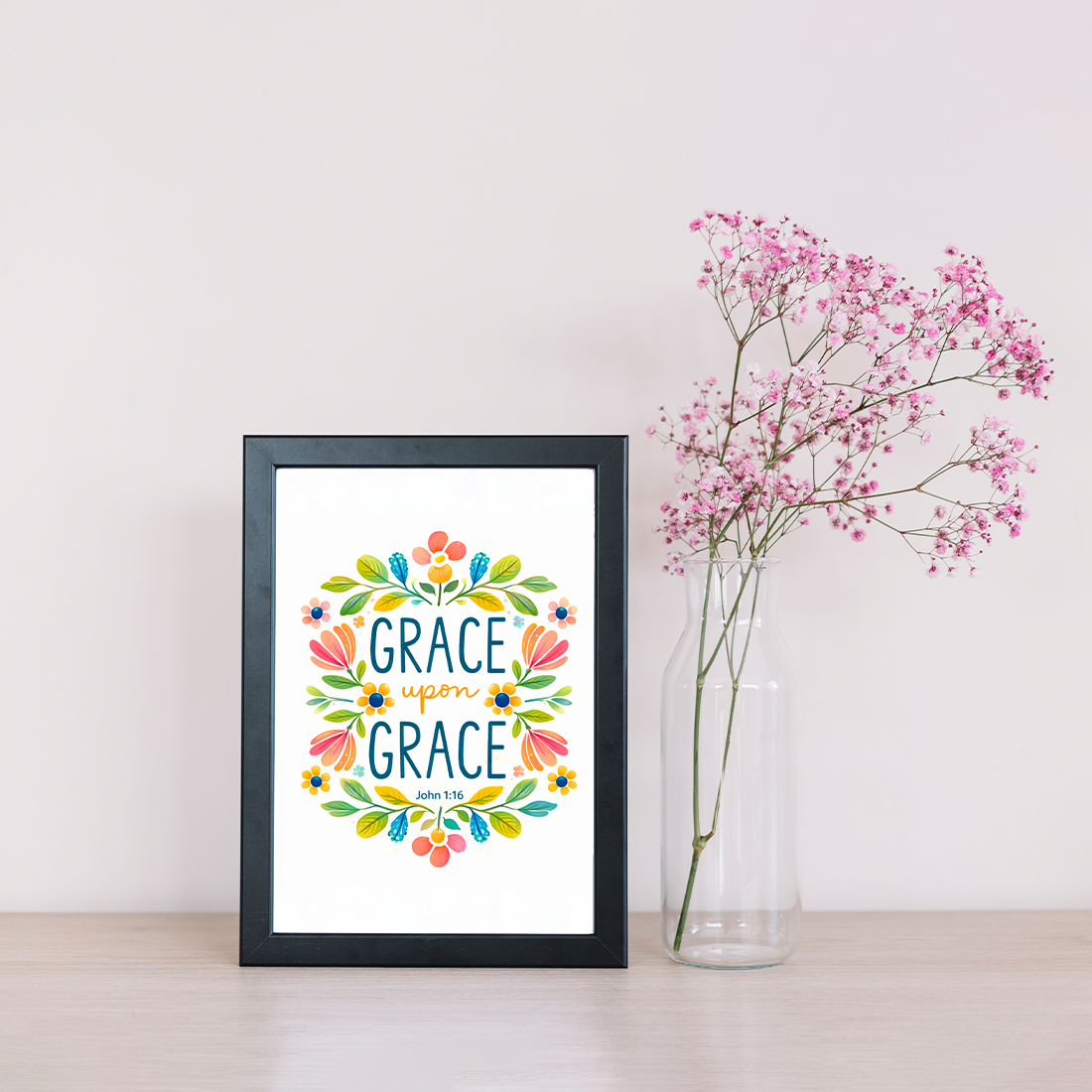 Grace Upon Grace – John 1:16 – Photo Frame_A4 Size ( 12inch*8inch ) | Premium Black Frame