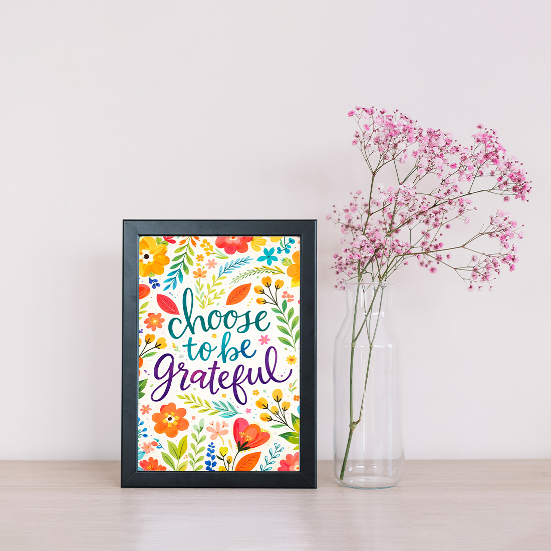 Choose to Be Grateful Wall Art_Photo Frame_A4 Size ( 12inch*8inch ) | Premium Black Frame