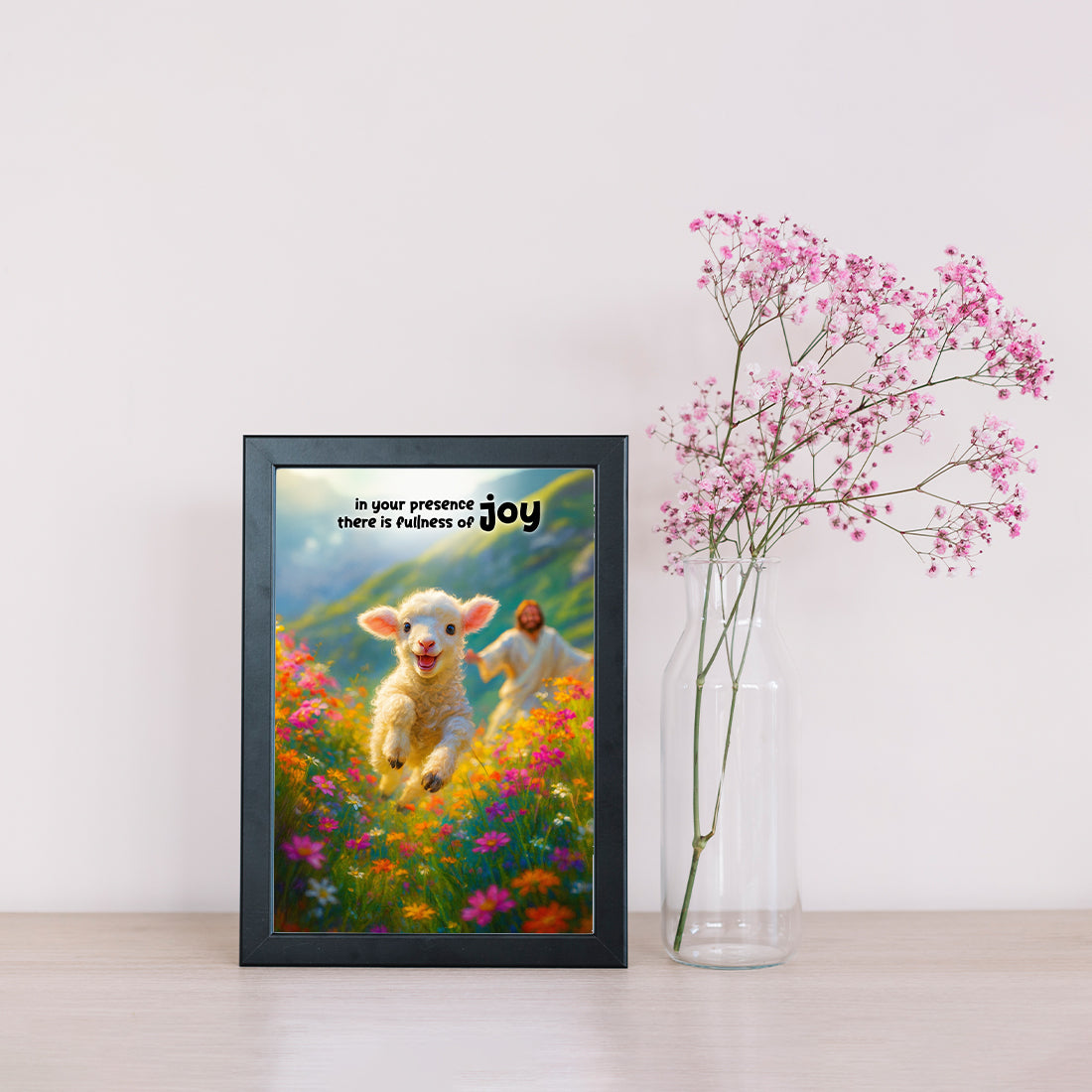 “In Your Presence There Is Fullness of Joy” A4 Christian Wall Frame – Scripture-Inspired Faith Art