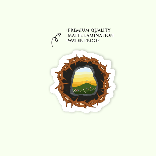 Christian Cross Resurrection Sticker | Waterproof Matte Vinyl Faith Sticker