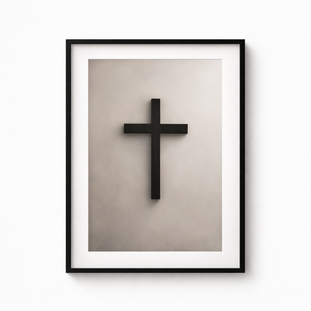 Christian Wall Art Set of 3 | Cross, John 3:16 Scripture & Crown of Thorns | Premium A3 Frames
