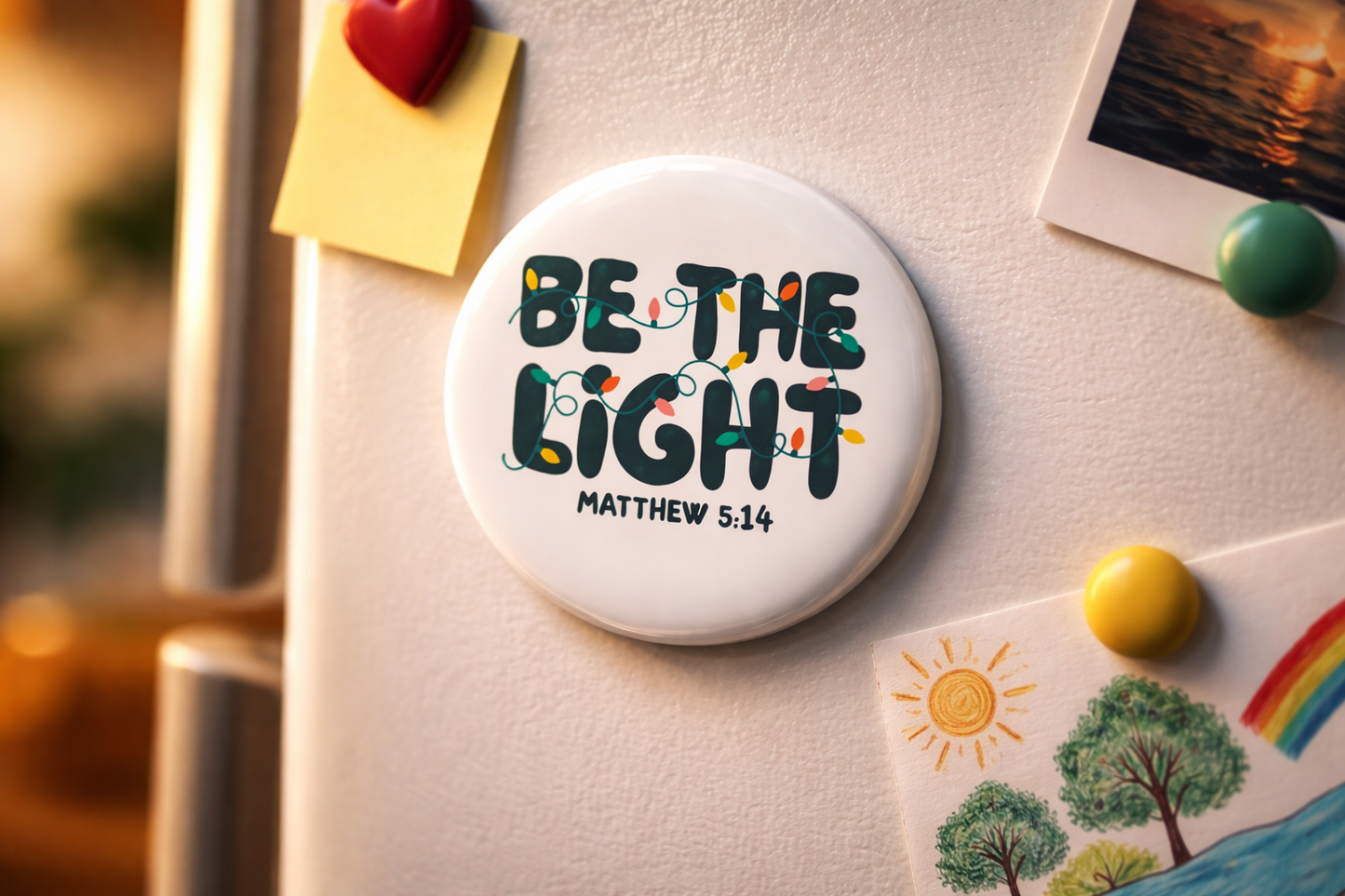 Be The Light Bible Verse Fridge Magnet (Big Size) | Christian Decor | Premium Quality Round Badge