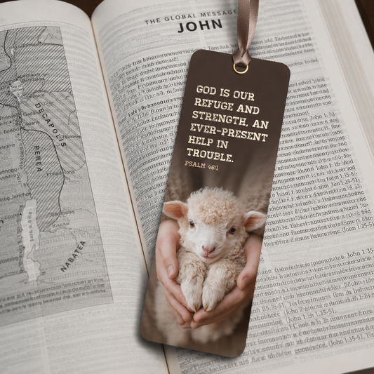 Psalm 46:1 Christian Bookmark with Satin Ribbon | Bible Verse | Inspirational Scripture Gift for Bible Readers