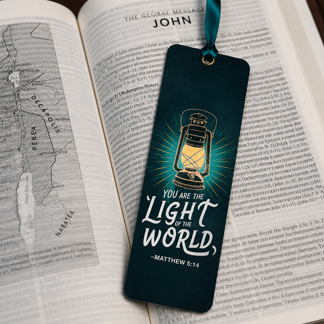 Matthew 5:14 Christian Bookmark with Satin Ribbon | Bible Verse | Inspirational Scripture Gift for Bible Readers