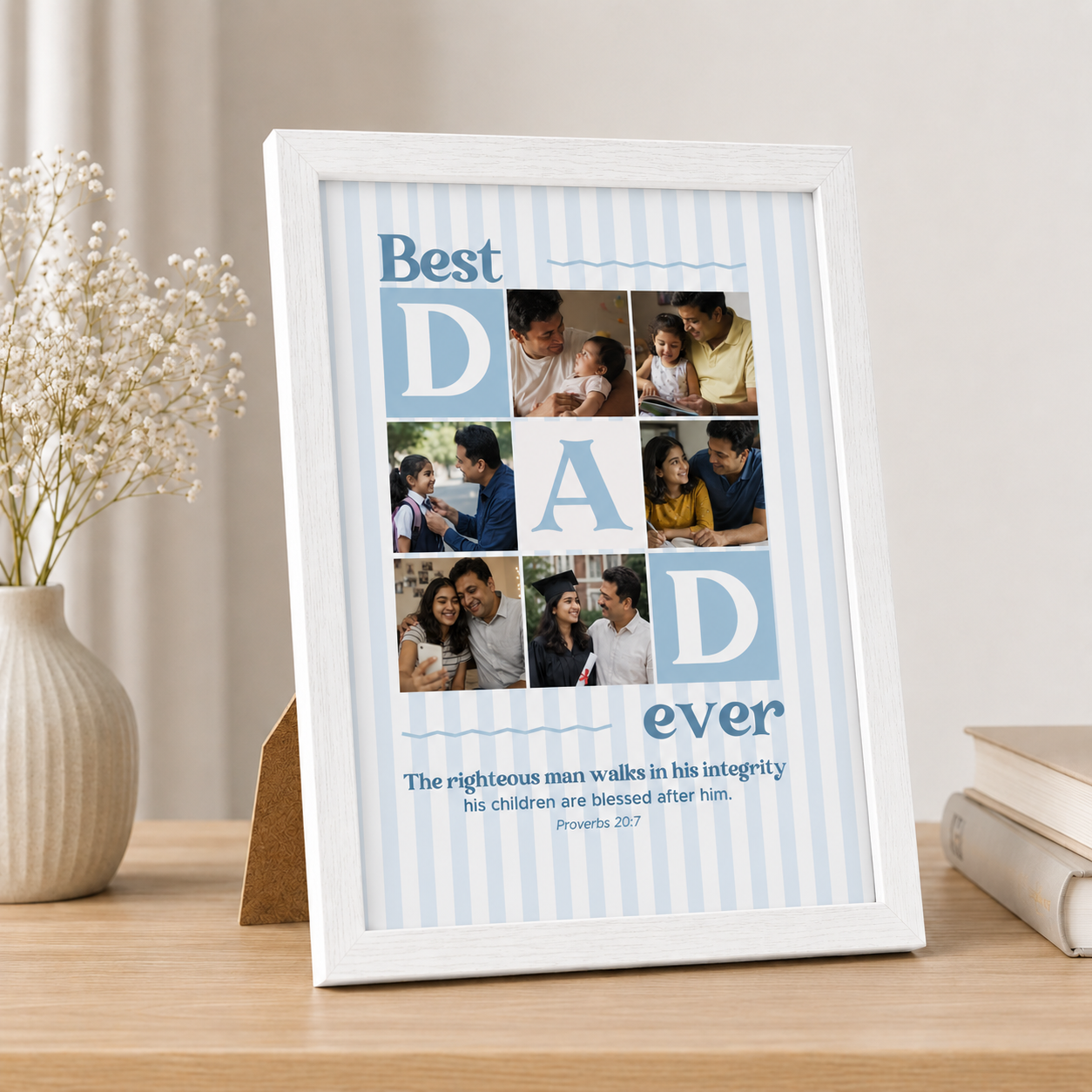 BEST DAD EVER : Christian Desk Decor | A5, A4, A3 sizes Photo Frames