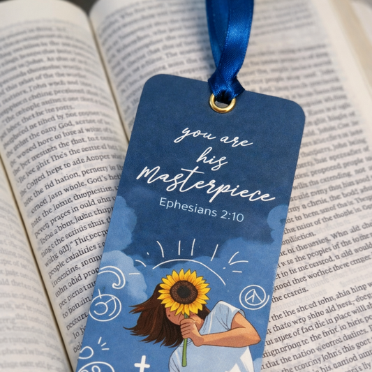 YOU ARE HIS MASTER PIECE | EPESIANS 2:10 Bible Bookmark with Satin Ribbon
