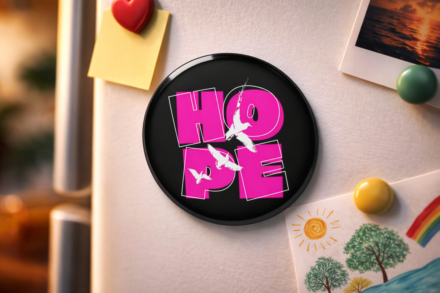 "HOPE" Fridge Magnet (Big Size) | Christian Decor | Premium Quality Round Badge