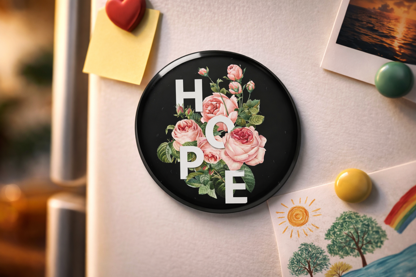 "HOPE" Fridge Magnet (Big Size) | Christian Decor | Premium Quality Round Badge