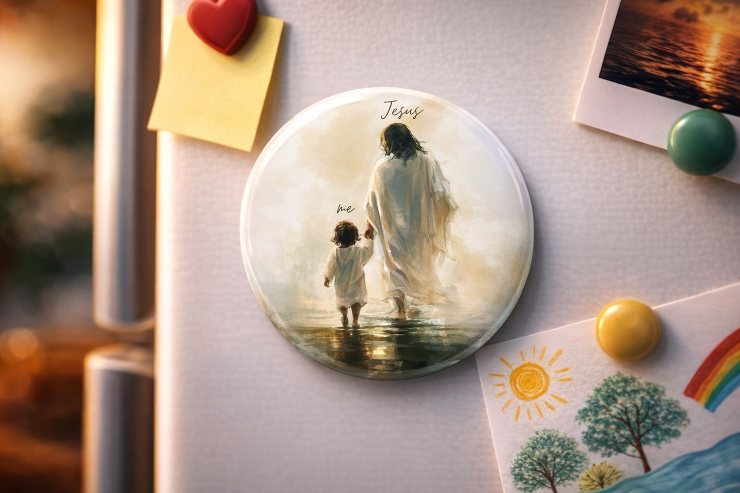 "JESUS ME" Fridge Magnet (Big Size) | Christian Decor | Premium Quality Round Badge
