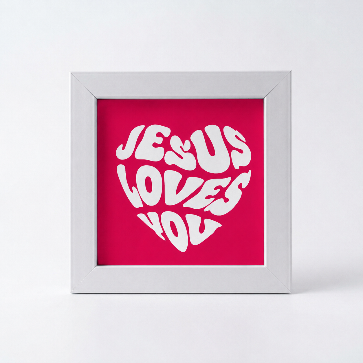 Jesus Loves You Christian Mini Frame | Inspirational Faith Desk Decor | White Tabletop Frame