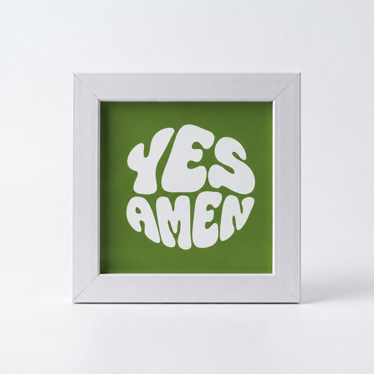 Yes Amen Christian Mini Frame | Inspirational Faith Desk Decor | Modern White Tabletop Frame