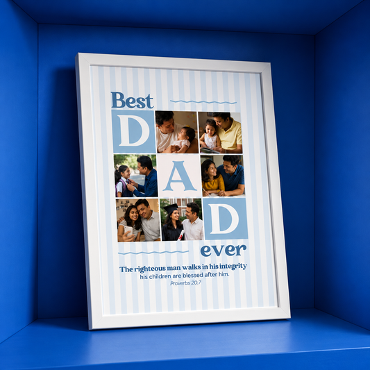 BEST DAD EVER : Christian Desk Decor | A5, A4, A3 sizes Photo Frames