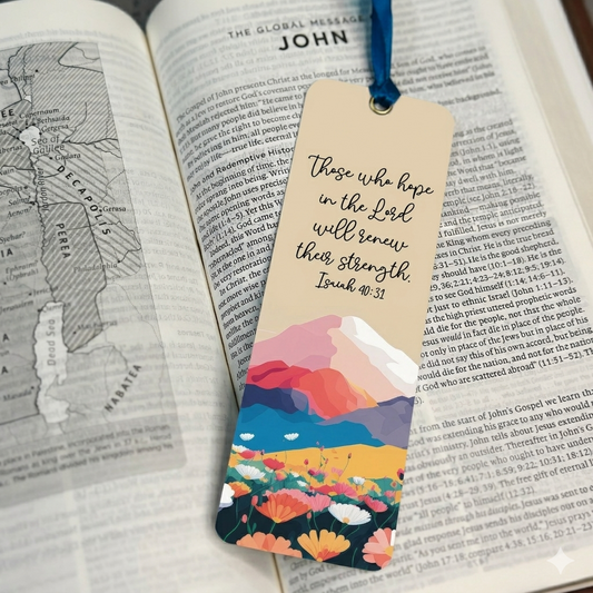 THOSE WHO HOPE IN THE LORD.. | ISAIAH 40:31 Bible Bookmark with Satin Ribbon