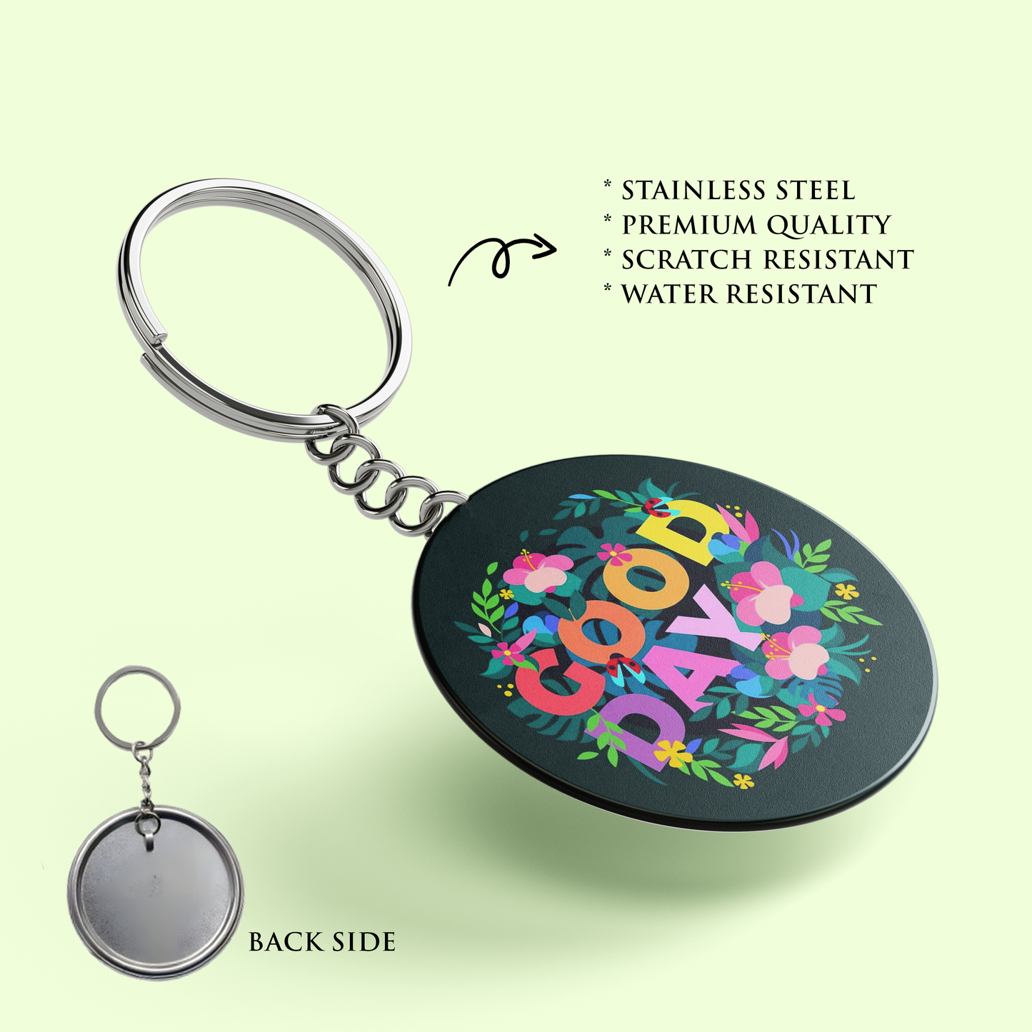 GOOD DAY : Stainless Steel Keyring | Bible Verse Keychain | Premium Stainless Steel