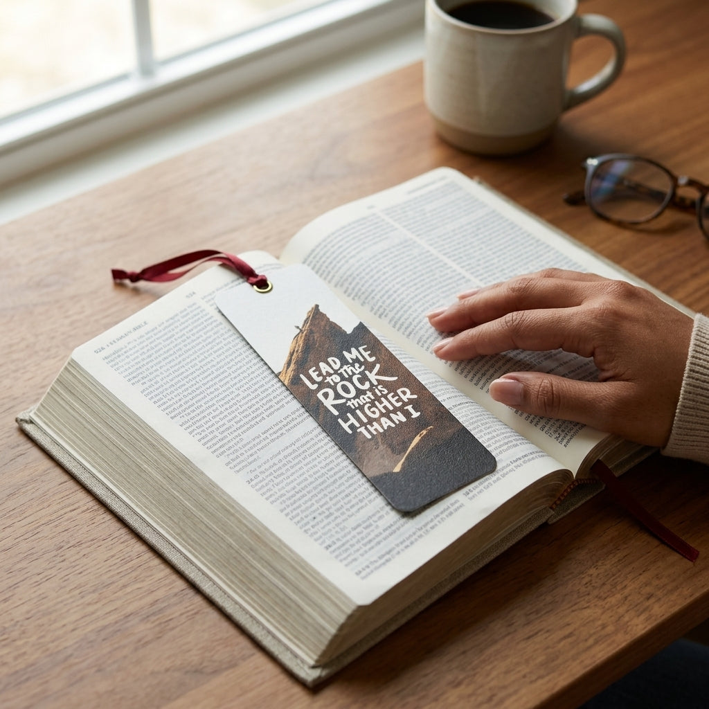 LEAD ME TO THE ROCK | Bible Bookmark with Satin Ribbon