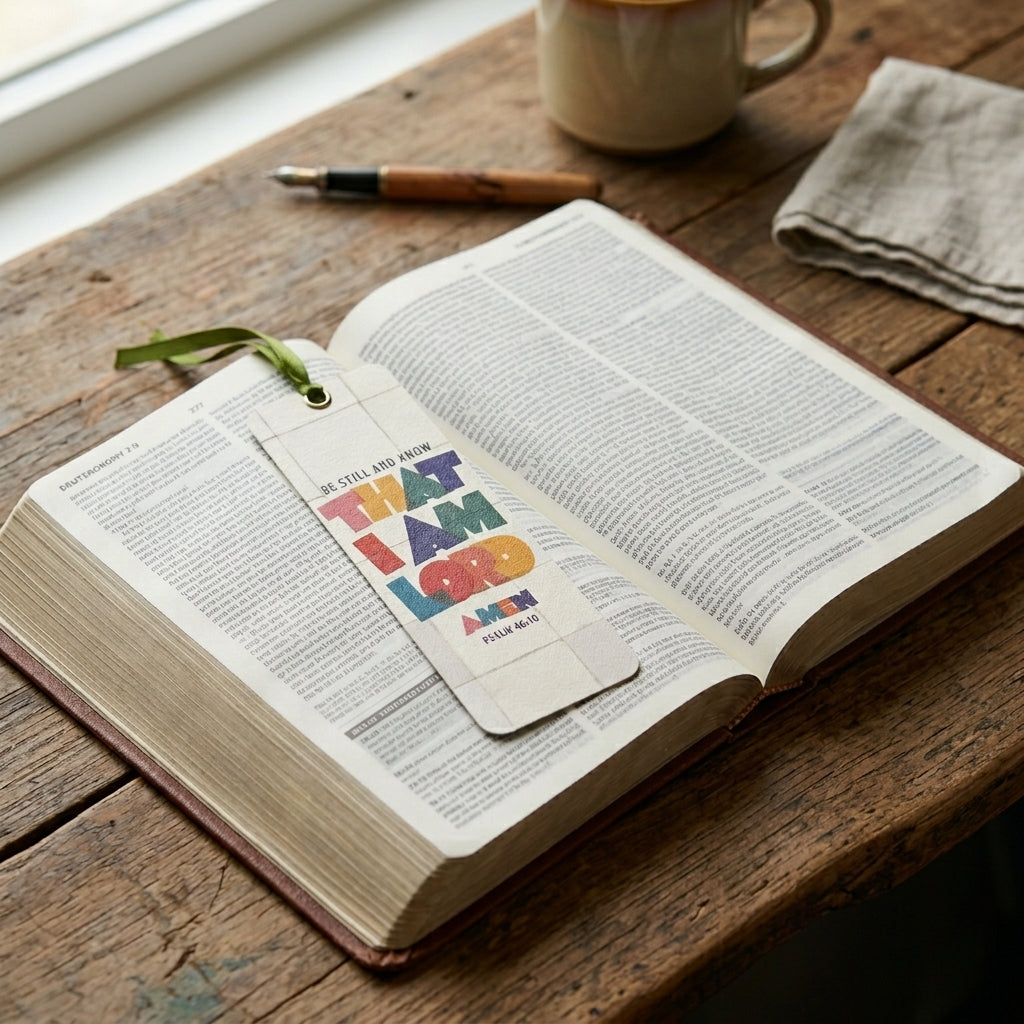BE STILL AND KNOW THAT I AM YOUR GOD : Bible Bookmark with Satin Ribbon