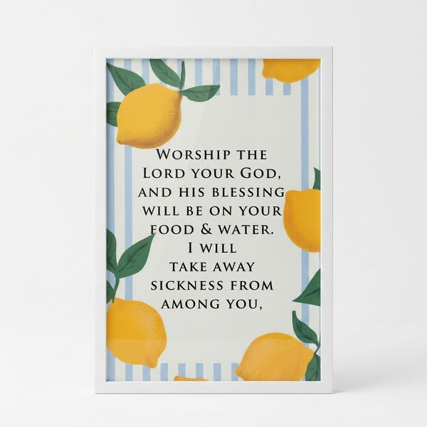 WORSHIP THE LORD Bible verse Frame | Kitchen wall decor | 18 inch * 12 inch | Bible Scripture Decor