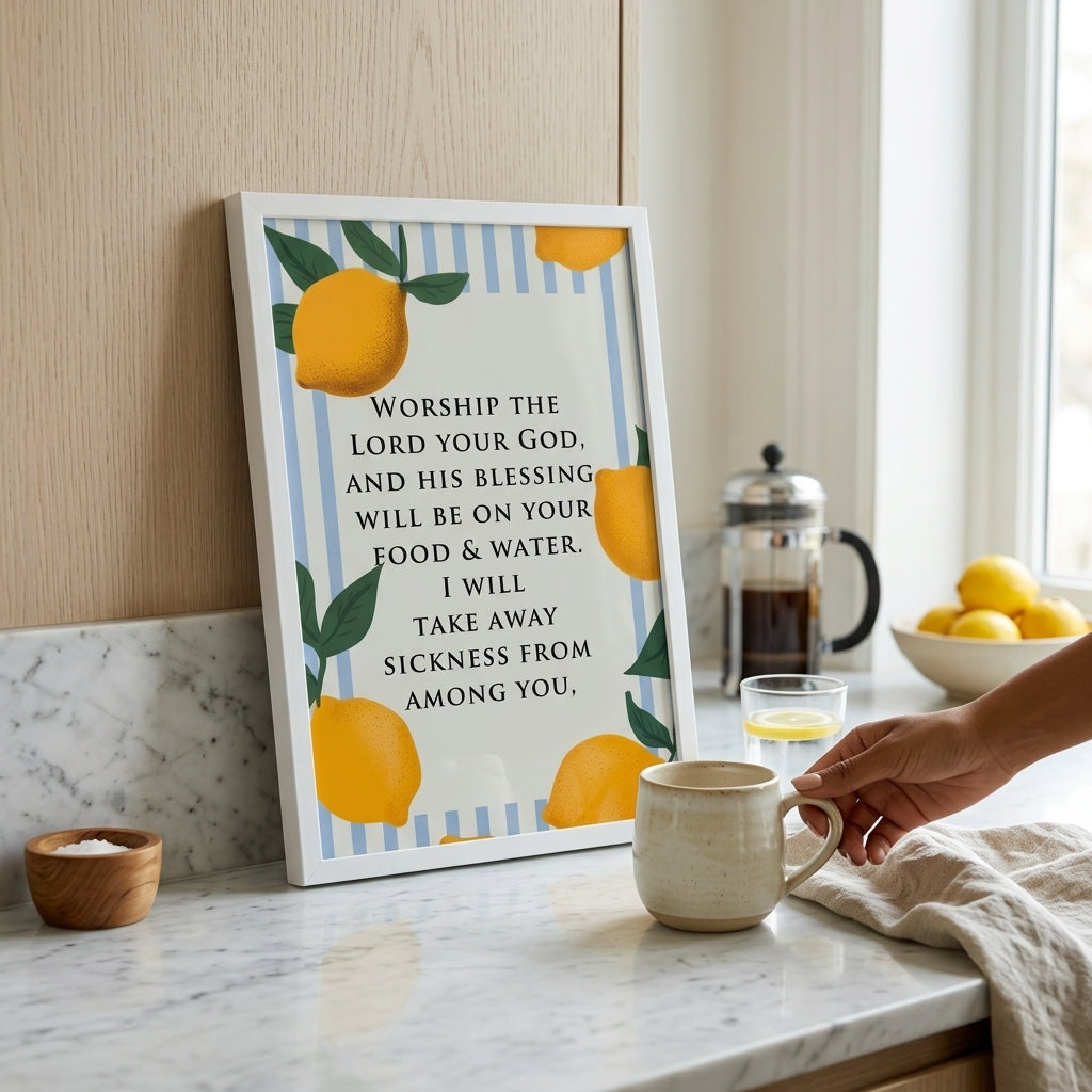 WORSHIP THE LORD Bible verse Frame | Kitchen wall decor | 18 inch * 12 inch | Bible Scripture Decor