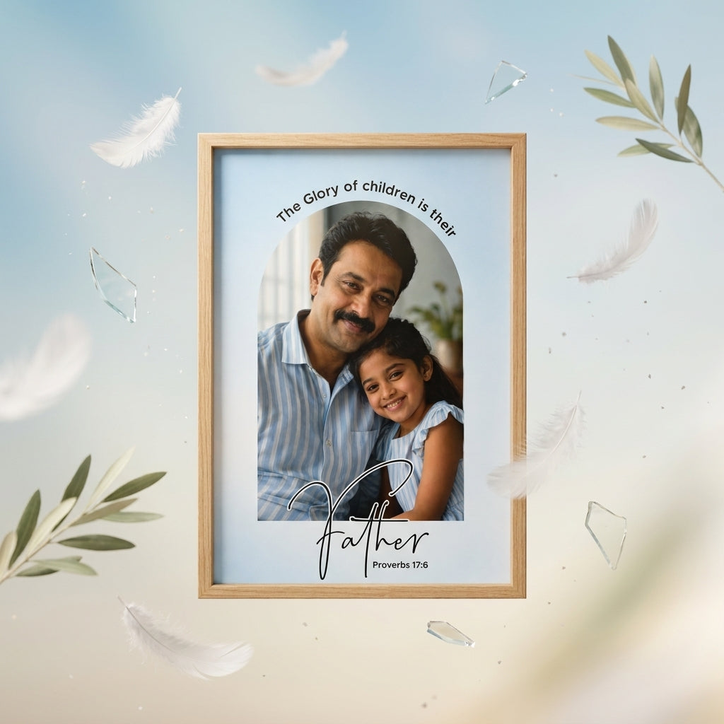 FATHER’S DAY CHRISTIAN GIFT_Proverbs 17:6 : Christian Desk Decor | A5, A4, A3 sizes Photo Frames