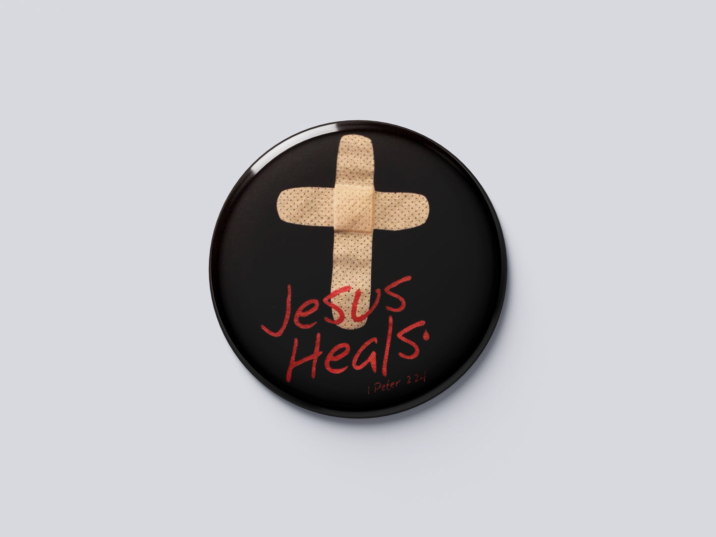 "JESUS HEALS" Fridge Magnet (Big Size) | Christian Decor | Premium Quality Round Badge