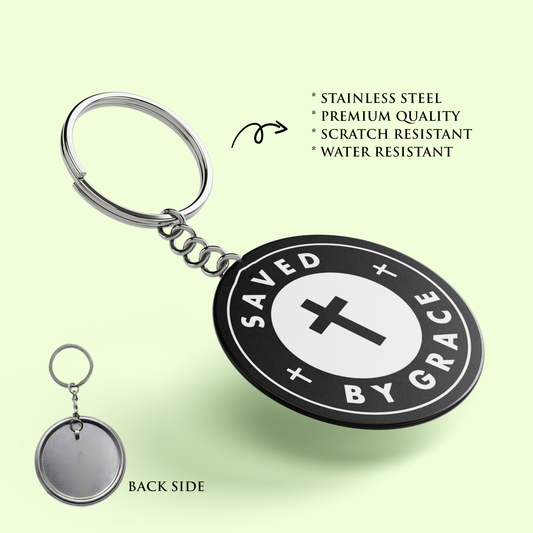 SAVED BY GRACE : Stainless Steel Keyring | Bible Verse Keychain | Premium Stainless Steel